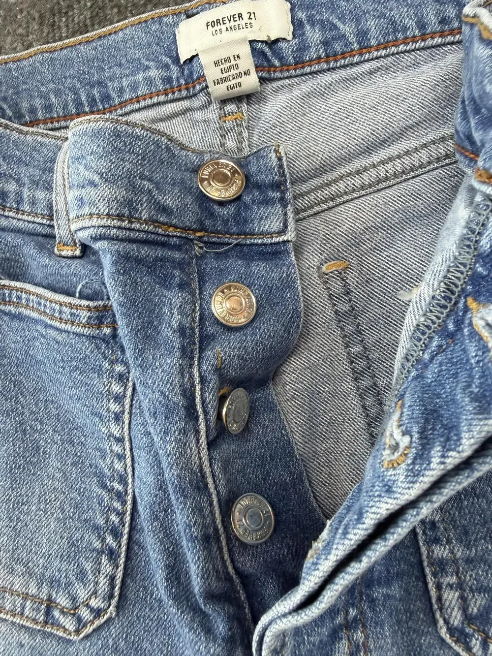 Forever 21 Jeans Womens 27 Light Blue High Rise Straight Denim Button Fly